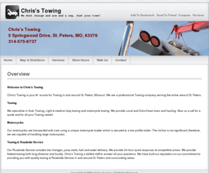 chrisstowing.com: Chris's Towing - 5 Springwood Drive, St. Peters, MO, 63376 - 314-575-9737
 Chris's Towing