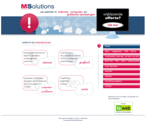 msolutions.be: MSolutions | Webdesign | Uw dia's, negatieven, aps en foto's op CD of DVD ?
MSolutions. Uw partner in internet, computer en grafische oplossingen!