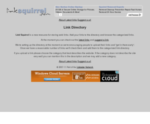 linksquirrel.com: Link Squirrel - users add your links - Link Directory
Link Squirrel - uploading links to the web. Link Directory.