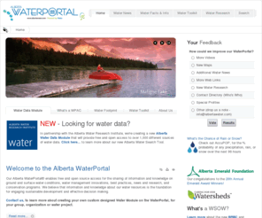 oilsandwater.com: Alberta WaterPortal
Our Alberta WaterPortal© enables free and open source access for the sharing of information and knowledge on ground and surface water conditions, water management innovations, best practices, news and research, and conservation programs. We believe that information and knowledge about our water resources is the foundation for engaging sustainable development and effective decision making.