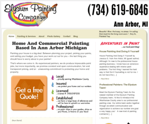 paintannarbor.com: Elysium Painting Company - Professional House Painters, Drywall Repair and Carpentry.
Experienced residential painters that perform thorough prep, interior & exterior painting, drywall repair and installation and carpentry in Ann Arbor, MI