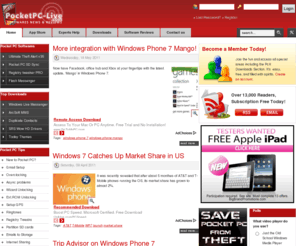 pocketpc-live.com: PocketPc and Windows Phone 7 Series Software Downloads - Pocket PC
Pocket PC softwares, news, tips and tricks from pocketpc - live.com, Now, you can setup an entirely personalized Windows Phone 7 theme. A  theme that could clutter a desktop looks great on a dual display, with the information in the middle and plenty of space for graphics on sides., Today at CTIA Sprint unveiled the HTC EVO 3D smartphone. It's HTC's first phone to feature 3D, as well as their first greater-than-WVGA resolution device, sporting a qHD 960x540 display., After a host of beta releases, Firefox 4 has finally entered Release Candidate (RC) stage. The newer improved version features faster scrolling, better responsiveness with Firefox Sync while taking the overall user experience up many notches, Billo, a new software by Ray Kurzweil, which provides a free of charge e-reader software platform, has been launched. It is now available for Windows PC