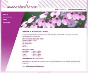 acupuncturelondon.org: Acupuncture London: For an acupuncture practitioner offering infertility care in Vauxhall, London, SW8
For acupuncture, infertility care, miscarriage recovery, pre conceptual care, help preparing for pregnancy, help with gynaecological problems, nutritional advice and diet advice call Victoria Conran, www.acupuncturelondon.org