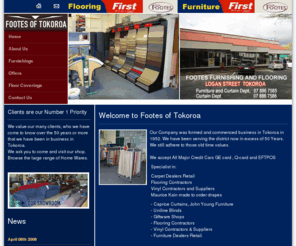 footes.net.nz: Footes Furnishings - Tokoroa
Our Company was formed and commenced business in Tokoroa in 1952. We have been serving the district now in excess of 50 Years. We still adhere to those old time values