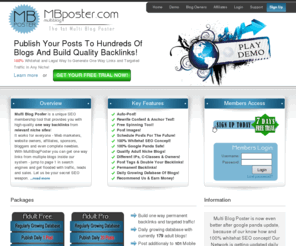 mbposter.com: MB Multi Blog Poster
Let The 1st Multi Blog Poster auto-post your plugs to hundreds of blogs in just minutes!