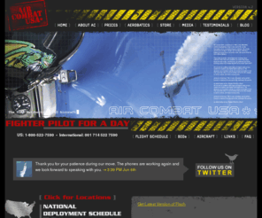 aircombat.com: Air Combat USA — Fighter Pilot for a Day: The Leader in Air to Air Combat Flying Adventures
Air Combat USA, offering you to actually fly a light attack fighter aircraft and be a flighter pilot for a day in a great flying adventure.