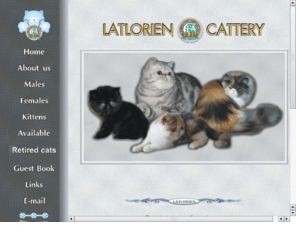 latlorien.com: LATLORIEN CATTERY Exotics silver tabby and bi-color
Cattery specializing in exotics silver tabby, bi-color, tabby, solid and smoke. We use in breeding of line world famous catteries, such as Desmin, Heida, Kikicat, D'Eden Lover, Latin Lover and other. Our producers or their parents have DNA PKD negative tests