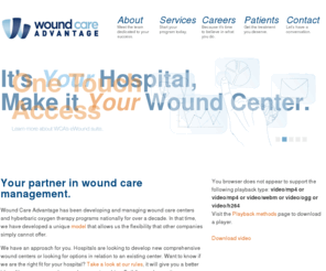 whwoundcare.com: Wound Care Advantage | Wound Care Management
Wound Care Advantage specializes in developing and managing wound care and hyperbaric medicine programs for new and,or existing centers.