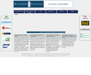 management-rating.com: Management And Excellence
Management & Excelence services analyze your company´s performance, compare it with competitors and rate your total compliance and performance in sustainability, corporate governance, corporate social responsibility, ethics and transparency.