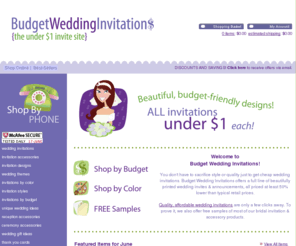 budgetweddinginvitations.com: Cheap Wedding Invitations & Announcements | Budget Wedding Invitations
You don't have to sacrifice style or quality just to get cheap wedding invitations. Budget Wedding Invitations offers a full line of beautiful, printed wedding invites & announcements, all priced at least 50% lower than typical retail prices.