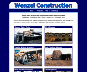 wenzelconstruction.com: Wenzel Construction - Rubber Tire Water Tanks, Windbreaks, Feed Bunks and Scrapers
Recycles and manufactures rubber tires into livestock water tanks, wind breaks, feed bunks and feedlot and dairy barn scrapers.