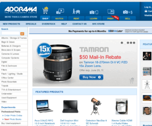 adorama.com: Digital cameras, all other cameras and everything photographic from Adorama Camera
Serving photographers with cameras, video, digital imaging and telescopes for over 25 years. One of the largest photo retailers and mail order suppliers.  The best combination of quality services, vast selection, knowledgeable staff and competitive pricing.