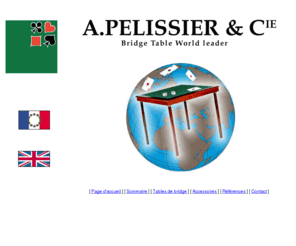 tablesdebridge-pelissier.com: A.Plissier : Table de bridge, cartes et jeux.
Fabriquant de tables pour le bridge et jeux de cartes. Fournisseur des fdrations
 et des clubs de bridge dans le monde entier. 