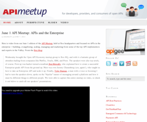 apimeetup.net: API Meetup — for developers, providers, and consumers of open APIs
for developers, providers, and consumers of open APIs
