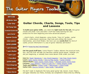 guitar-players-toolbox.com: Guitar Chords and Chord Charts Plus More Tools for Guitar Players
The Guitar Players Toolbox is your best source of free, practical information and tools to improve your guitar playing!   Get info on guitar chords and free printable guitar chord charts, plus more!