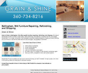 renew-maxcountertops.com: Furniture Repairing and Stripping Bellingham, WA - Grain & Shine
Certified licensed fabricator. Grain & Shine provides solid surface countertops, 5-year limited warranty, and future renewability. Call 360-734-8216.