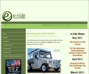 e-ride.com: e-ride Industries: Manufacturer of Neighborhood Electric Vehicles
e-ride Industries is a manufacturer of Neighborhood Electric Vehicles (NEV) and Electric Utility Vehicles.