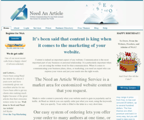 needanarticle.com: Need an Article Custom Content
Custom website content, business communications, technical articles,and creative business writing for every need.
