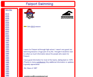 fairportswim.com: Fairport Swimming
History of swimming at Fairport High School. Including Alumni, rosters, scores and rankings