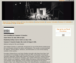 jeanshelton.com: Shelton Studios - San Francisco Film Acting & Theater Classes
Shelton Studios is nationally recognized as one of the finest professional schools for actors. The Actors Lab is recommended by agents, casting offices, and directors as one of the leading schools in the country.