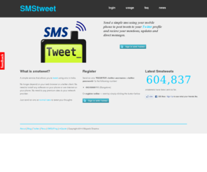 smstweet.in: SMStweet :: Send Twitter Message using SMS in India
SMS your Twitter messages or Tweets using any mobile phone in India