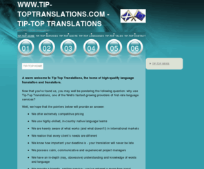 tip-toptranslations.com: www.tip-toptranslations.com - Tip-Top Translations - Tip-top home
translation, professional translation, language services, international, quality, English, French, Spanish