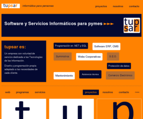 tupsar.com: tupsar : Software ASP.NET y equipos informÃ¡ticos
tupsar: software .NET, ERP, CMS, ASP.NET, VB.NET, Software estÃ¡ndar, software a medida, hardware