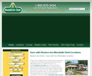 mastersinn.com: Masters Inn Hotels - Save with Our Affordable Hotels
The Masters Inn offers cozy, worry-free lodging at an unbeatable value. If you're traveling Southeast, chances are there will be Masters Inn discount hotels nearby. Make your reservations by calling 800.633.3434.
