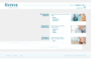 esteve.biz: Médicos | Farmacéuticos | Veterinarios | Empresas | Particulares | Esteve
Esteve más cerca del profesional de la salud y sanitario,  Médicos, Veterinarios y  Farmacéuticos. También más cerca de las   empresas e instituciones y de los particulares