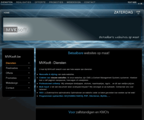 mvksoft.be: MVKsoft - Diensten
MVKsoft ontwerpt websites, naamkaartjes en briefpapier aan betaalbare prijzen voor zelfstandigen en kmo's. Aarzel niet ons te contacteren voor een vrijblijvende offerte.