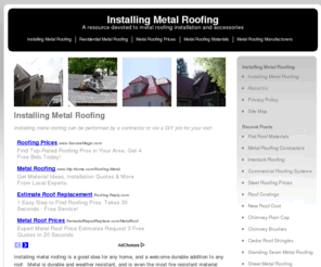 installingmetalroofing.net: Installing Metal Roofing - Metal Roof Installation
Installing metal roofing can be handled professionally by roof contractors, in addition to DIY approaches if you'd like to do it yourself.