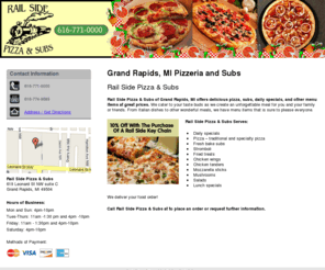 railsidepizzaandsubs.com: Pizza Grand Rapids, MI - Rail Side Pizza & Subs
Rail Side Pizza & Subs of Grand Rapids, MI serves up delicious pizza, subs, and daily specials. 10% Discount, stop in or call to find out how. Call 616-771-0000