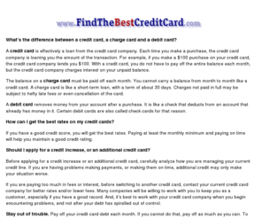 findthebestcreditcard.com: Find The Best Credit Card
Find the best credit card for you.  Also, info on money management, credit repair and more.