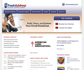 iecoa.net: The Email Address Experts - FreshAddress, Inc.
Build, clean, and update your email database.  FreshAddress offers email change of address (ECOA), B2C and B2B email appending, list hygiene, and real-time email validation.