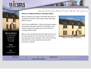 wilsons-lawyers.co.uk: Legal Services at Wilsons Solicitors and Estate Agents, Invergordon
Legal Services at Wilsons Solicitors and Estate Agents Invergordon for Conveyancing, Employment Law, Wills, Executries, Legal Aid