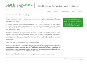 austincreativebookkeeping.com: Austin Creative Bookkeeping
Bookkeeping for Austin's Creative Types