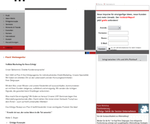 freies-direktmarketing-center.com: Plan X Spezialagentur für individualisiertes Direktmarketing
Plan X Werbeagentur ist eine Spezialagentur für individualisiertes Direktmarketing. Durch spezielle Verkaufs- und Marketingsysteme steigern wir Umsatz und Gewinn. Wir arbeiten erfolgsorientiert.
