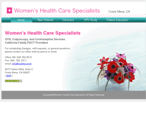 ocwhcs.com: Women's Health Care Specialists in Orange County, California
Women's Health Care Specialists located in Costa Mesa, California. We provide GYN, Colposcopy, and Contraceptive Services. We are also California Family PACT Providers.