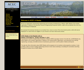 acecalaska.org: ACECAlaska: Welcome to ACEC of Alaska
American Council of Engineering Companies of Alaska web site