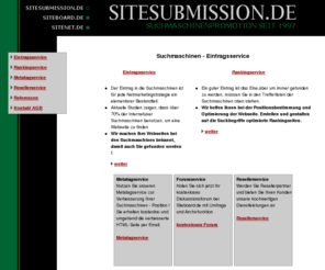 sitesubmission.de: Suchmaschinen - Eintrag und Optimierung, Positionsbestimmung - Sitesubmission
Suchmaschinen - Eintrag und Optimierung, sowie Positionsbestimmung Ihrer Webseite von Suchmaschinenprofis.