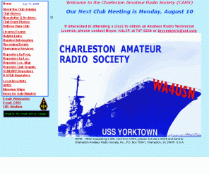 wa4usn.org: WA4USN, Charleston Amateur Radio Society, Charleston, SC
Official web site of the Charleston Amateur Radio Society (CARS) in Charleston, SC, USA. The club call sign is WA4USN.