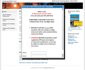 camping-rider.com: The Basics of Safe, Fun and Enjoyable Motorcycle Camping
The Basics of Safe, Fun and Enjoyable Motorcycle Camping: Find out here.