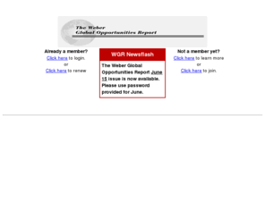 weberglobal.net: The Weber Global Opportunities Report

