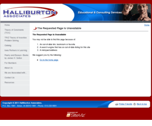 stoptothink.com: Halliburton Associates - Educational and Consulting Services: TRIZ and TOC Seminars for Educators and Entrepreneurs
Halliburton Associates provides educational and consulting services to individuals and organizations seeking powerful methods for teaching, learning, and creating