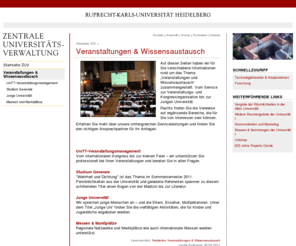 unitt.de: Veranstaltungen & Wissensaustausch  - Universität Heidelberg
Veranstaltungen, Wissensaustausch, Kongresse, Studium Generale, Messen, Marktplätze, Junge Universität