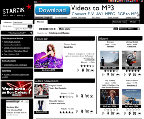 starzik-ca.com: Toutes les musiques et clips sur Starzik
Starzik, le site légal de téléchargement de musique en ligne et aussi de vidéo, jeux, logiciel et livre.