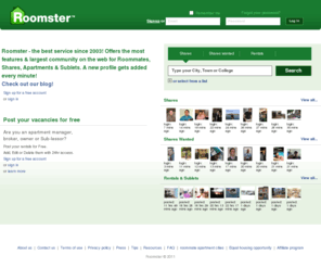 roomster.co.uk: roommate search service, roommate finder, roommates wanted.
Roomster - roommate search service and roommate finder. Find affordable rooms and friendly roommates. We match roommates based on personality, not just rent and location.