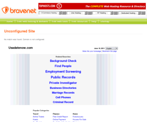 usadatenow.com: Unconfigured Site
Free web hosting and free web tools.  Build your website with our easy webpage builder, web tools, web services, and free website content.