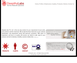 deepthylabs.com: Deepthy labs (P) Ltd|fine chemicals Bangalore, Pure acids Bangalore, pure solvents manufacturer Bangalore India, chemicals manufacturer Bangalore, fine chemicals exporter Bangalore
description