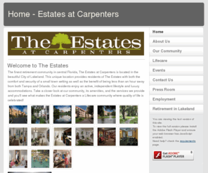 estatesatcarpenters.com: Home - Estates at Carpenters
A continuing care retirement community in central Florida, The Estates at Carpenters is located in Lakeland, Florida. The carefree, maintenance free living at the Estates is retirement re-invented!